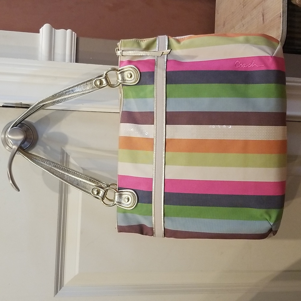 Coach Legacy Stripe Tote Y2K Extra Large Brand New Rainbow Hues - Picture 3 of 16